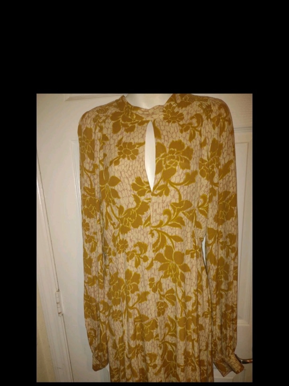 Zara Tan and Cream Floral V-Neck Maxi Dress XL